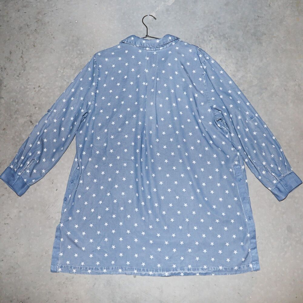 Blue Star Print High Low Tunic Top Size 3X - Picture 3 of 4